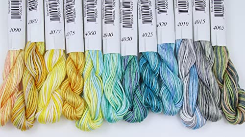 Image of KCS Big skeins of 25 Meters Size 25 Color Variegated Cross Stitch Stranded Threads,12 skeins,04