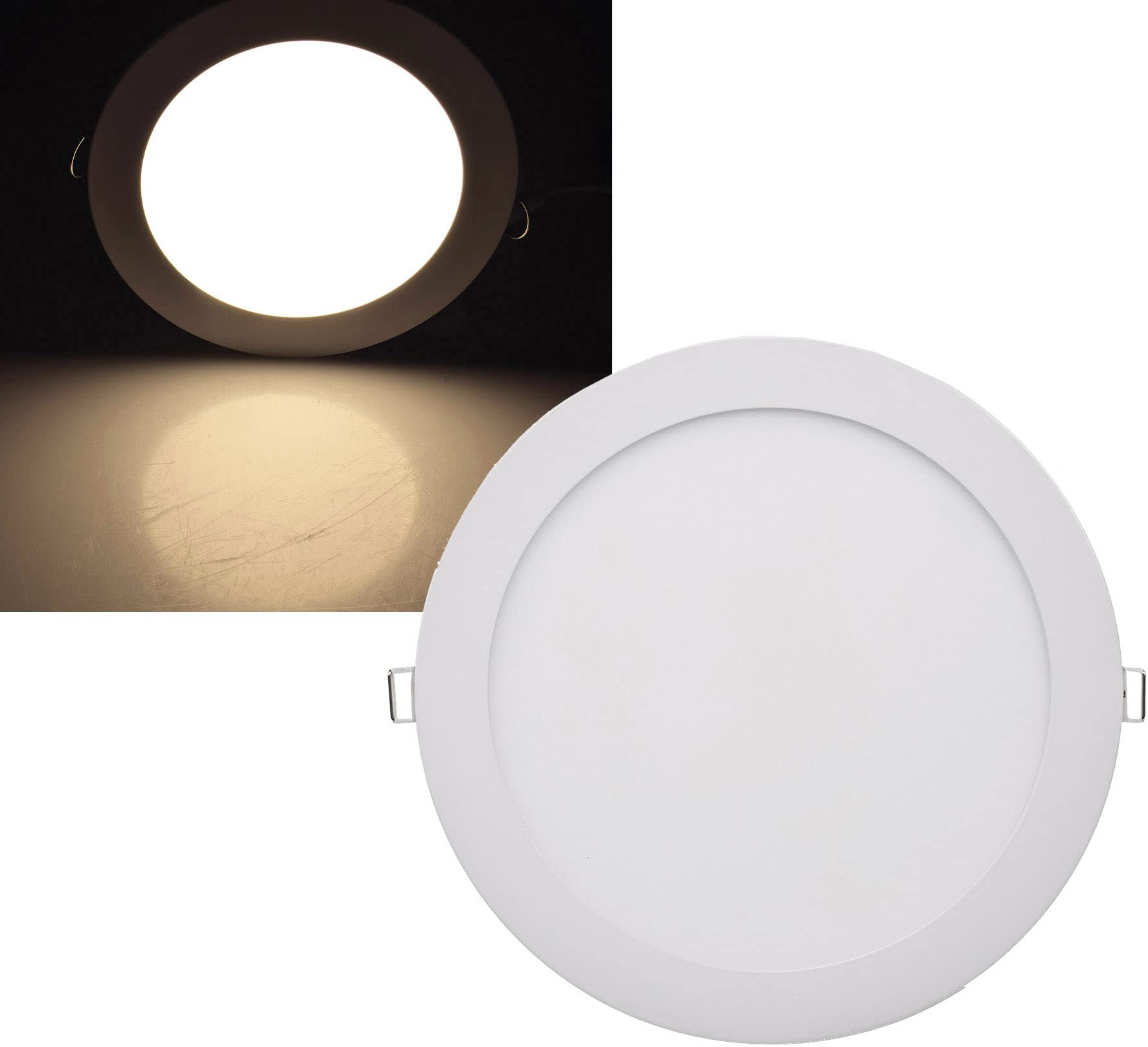 ChiliTec Rundes LED Deckenpanel – 22,5 Cm, 18W, 1647 Lumen, Warmweiß 2900K, Inkl. Trafo, Einbautiefe 20mm