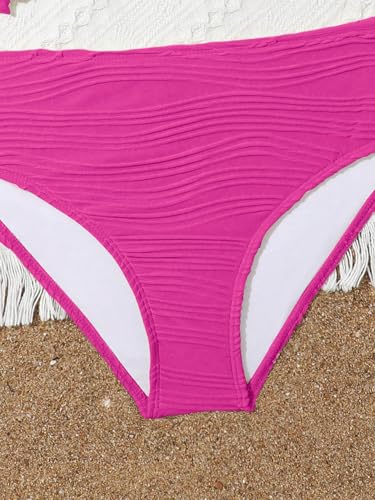 Image of OYOANGLE Girl's 2 Piece Tankini Swimsuit Textured Twist Front Ruched Ruffle Bikini Set Bathing Suits