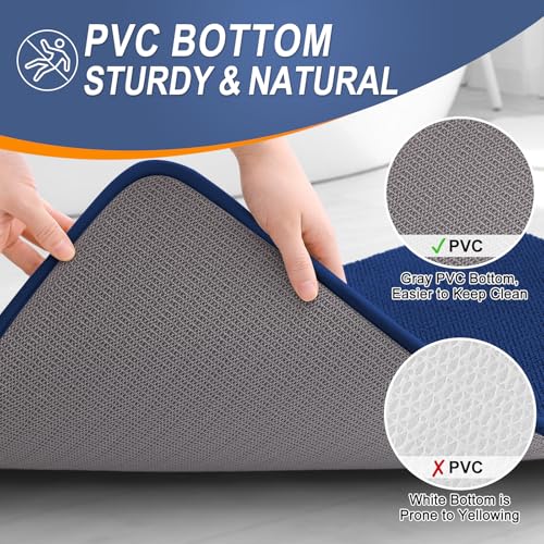 Image of OLANLY Thick Memory Foam Bathroom Runner Rugs 47x24, Extra Soft Absorbent Long Bath Rug, Quick Dry Bath Mats, Non-Slip, Machine Washable Mat for Bathroom, Tub and Shower, Home Decor Accessories, Navy