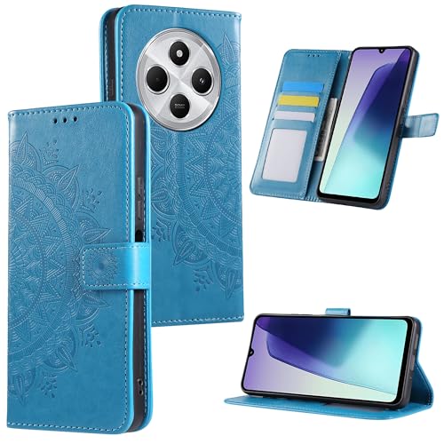 HTDELEC Cover per Xiaomi Redmi 14C 4G / Redmi A4 5G,Flip Custodia a Libro Magnetica Portafoglio Premium Protettiva in Pelle Porta Carte Case - Blu