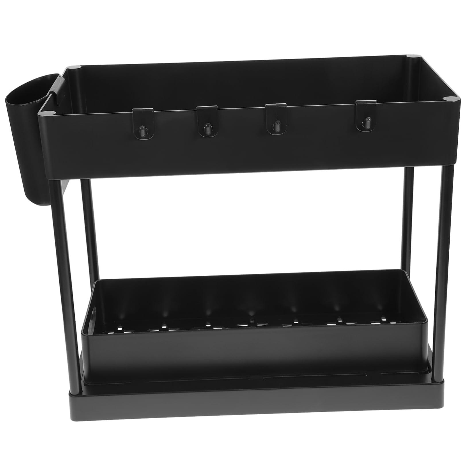 Ciieeo Panier de Rangement Coulissant sous Évier 2 Niveaux Noir Abs