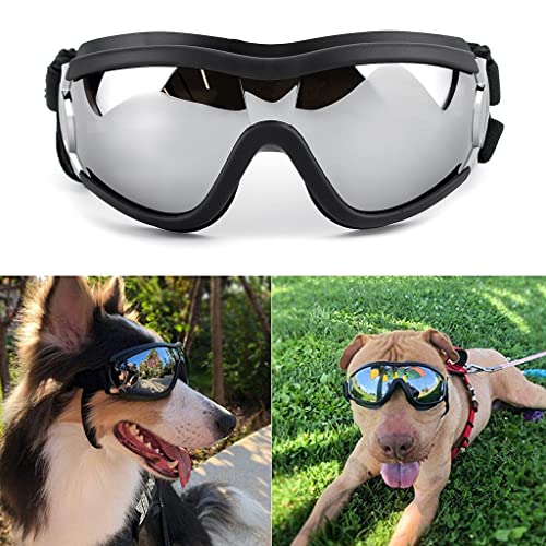 Image of Qpets Nylon Adjustable Dog Goggles Sunglasses For Outdoor Walking,Windproof Dustproof Goggle For Dogs Uv Protection Color Reflective Goggles For Medium Or Large Dog Fun Goggle For Dogs Black,1 Count