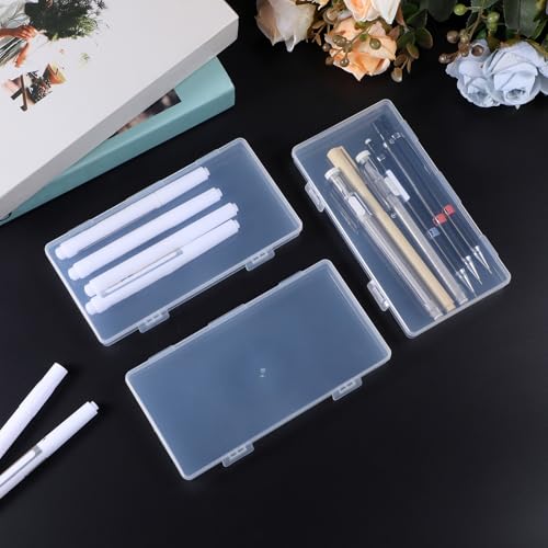 Image of Ptwola 3pcs Mini Plastic Storage Containers Box with Hinged Lid, 6.5x3.5 Inches Small Rectangle Dustproof Clear Beads Organizer Case for Collecting Craft Small Items Jewelry Business Cards Game Pieces