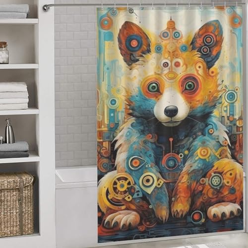 Rideau de douche ours imperméable lavable tissu polyester 152x183cm avec crochets