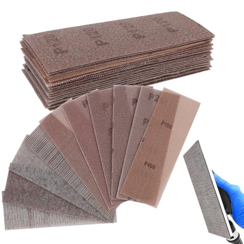 25 Pezzi 70 x 198mm Carta Vetrata Abrasiva, Carta Vetrata a Rete Senza Polvere, Compatibile Levigatrici Manuali, Set Multigrana 80, 120, 180, 240, 400, Per Pareti, Legno, Pala, Vernici (MIX)