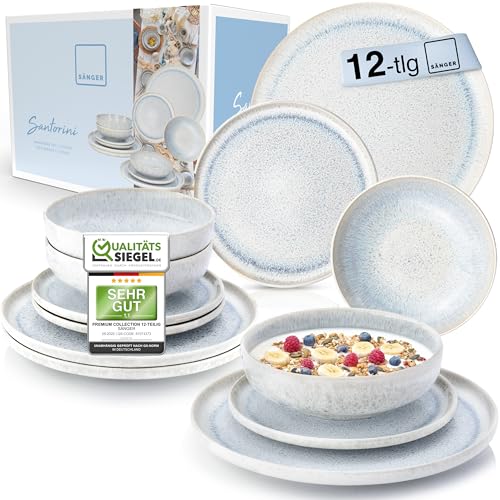 SÄNGER | Tafelservice Santorini 12 tlg, Teller Set 4 Personen TEST...