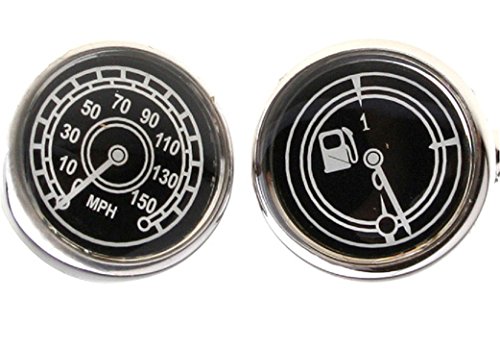 MRCUFF Speedometer & Fuel Guage MPH Race Car Auto Racing Pair Cufflinks in a Presentation Gift Box & Polishing Cloth