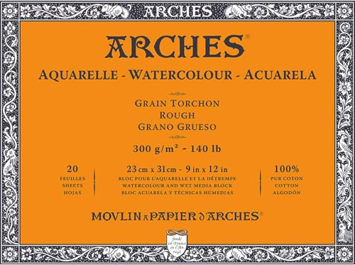 Arches Aquarelle 100% Thick 300g Gluing Pad 4L 23x31 20 Sheets Natural White, Count
