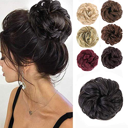 Messy Bun Hair Piece Scrunchy Hair Extensions Tousled Updo Ponytail With Synthetic Hair Elastic Rubber Band Accessories Darkest Brown