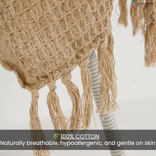 Image of HOMADORN Waffle Weave Cotton Throw Blanket - Lightweight, Breathable & Cozy for Sofa or Bed (100% Cotton)(50X60 Inches) Beige