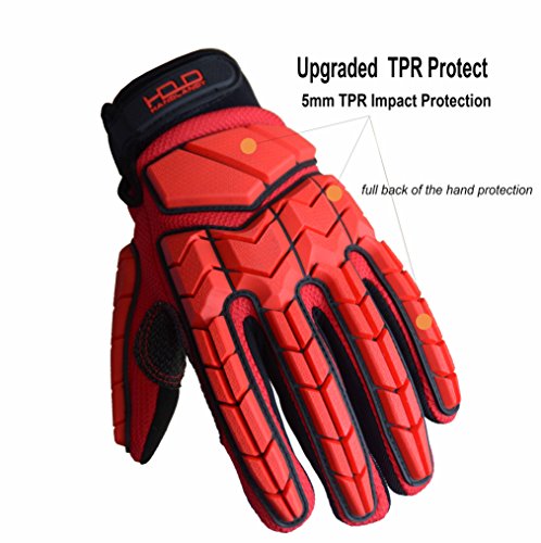 Handlandy Anti Vibration Gloves, Sbr Padding, Tpr Protector Impact Gloves, Men Mechanic Work Gloves (Large) #TOP2