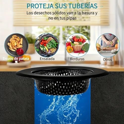 Colador para desagüe de acero inoxidable negro miniatura 6