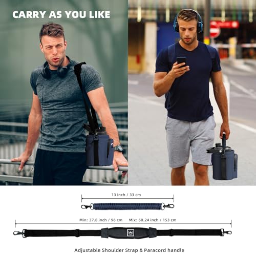 Image of NATURE PIONEOR Neoprene Insulated Water Bottle Holder with Shoulder Strap for Half Gallon 64OZ / One Gallon 128OZ Sports Water Jugs Bottles, Carrier /Pouch Sleeve for Outdoor Camping, Hiking, Fishing