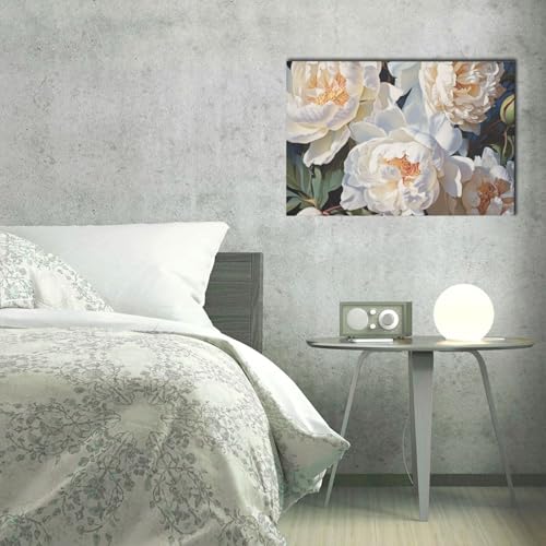 Poster mural à suspendre pivoine blanche déco salon moderne