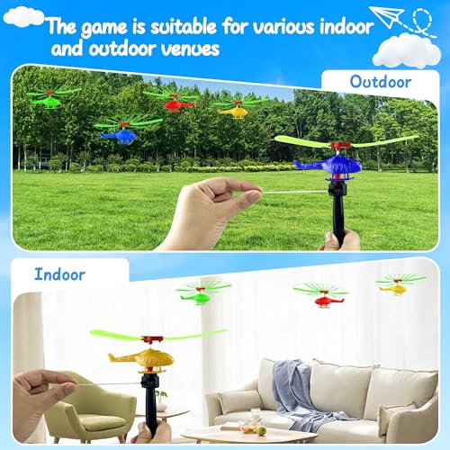 image for XIPEGPA 10PCS Flying Helicopters Planes 360°Rotating Airplanes Helico