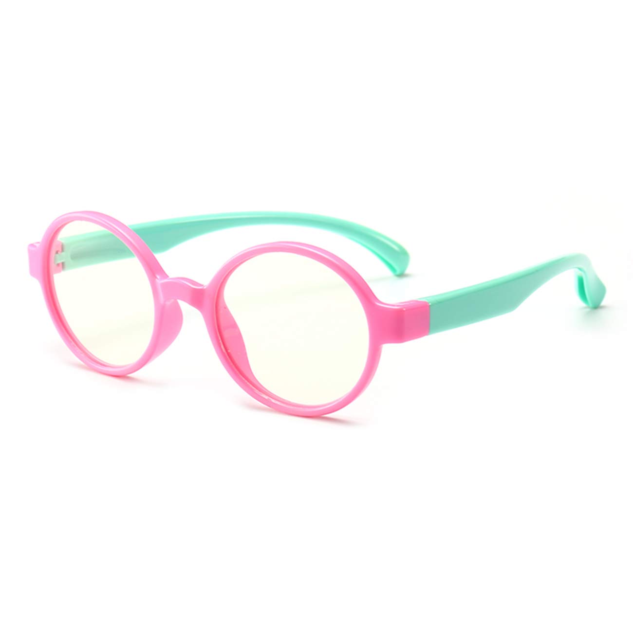 Blue Light Blocking Glasses for Kids Flexible Round Frame with Anti-Fatigue Anti-Glare Anti UV Glasses Age 3-12