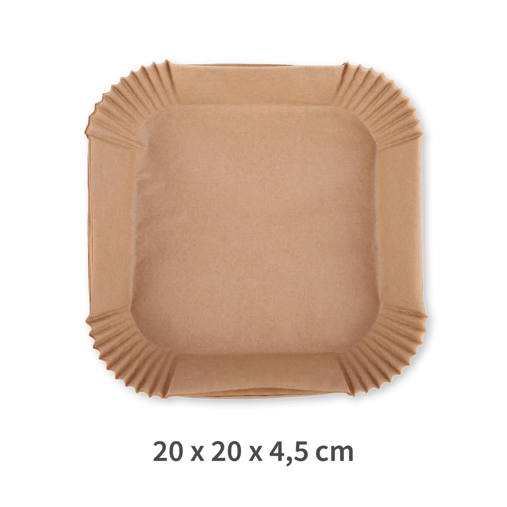 NatureStar Backpapier für Heißluftfritteuse, rechteckig, 1000 Stück, Papier, ungebleicht, braun, mit erhöhtem Rand (L: 20cm, H: 4,5cm, B: 20cm, 1000, stück)