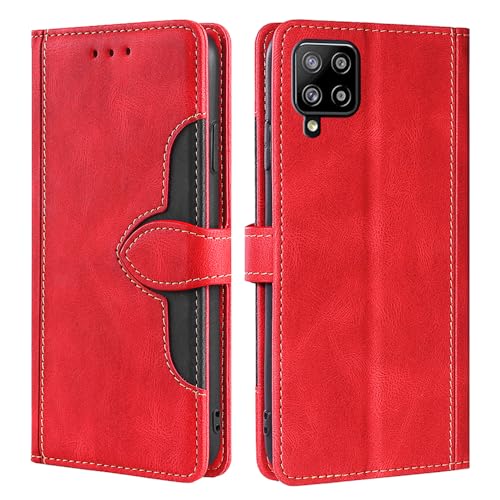 Arseaiy Funda tipo cartera para Huawei Y5Ⅱ/CUN/U29/Play 5/Honor 5A/Y6 Elite Flip Folio Funda a prueba de golpes de piel sintética Funda de teléfono con tarjetero Kickstand Carcasa magnética Rojo
