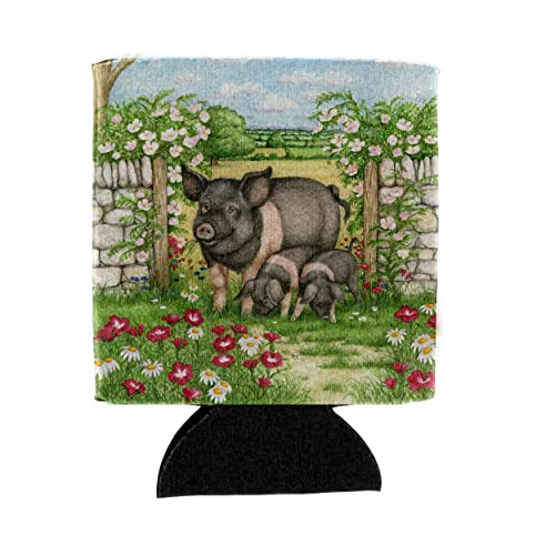 Caroline's Treasures CDCO0375CC Pigs Rosie and Piglets Can or Bottle Hugger Cooler Washable Drink Sleeve Collapsible Beverage Insulated Holder, Can Hugger, Multicolor