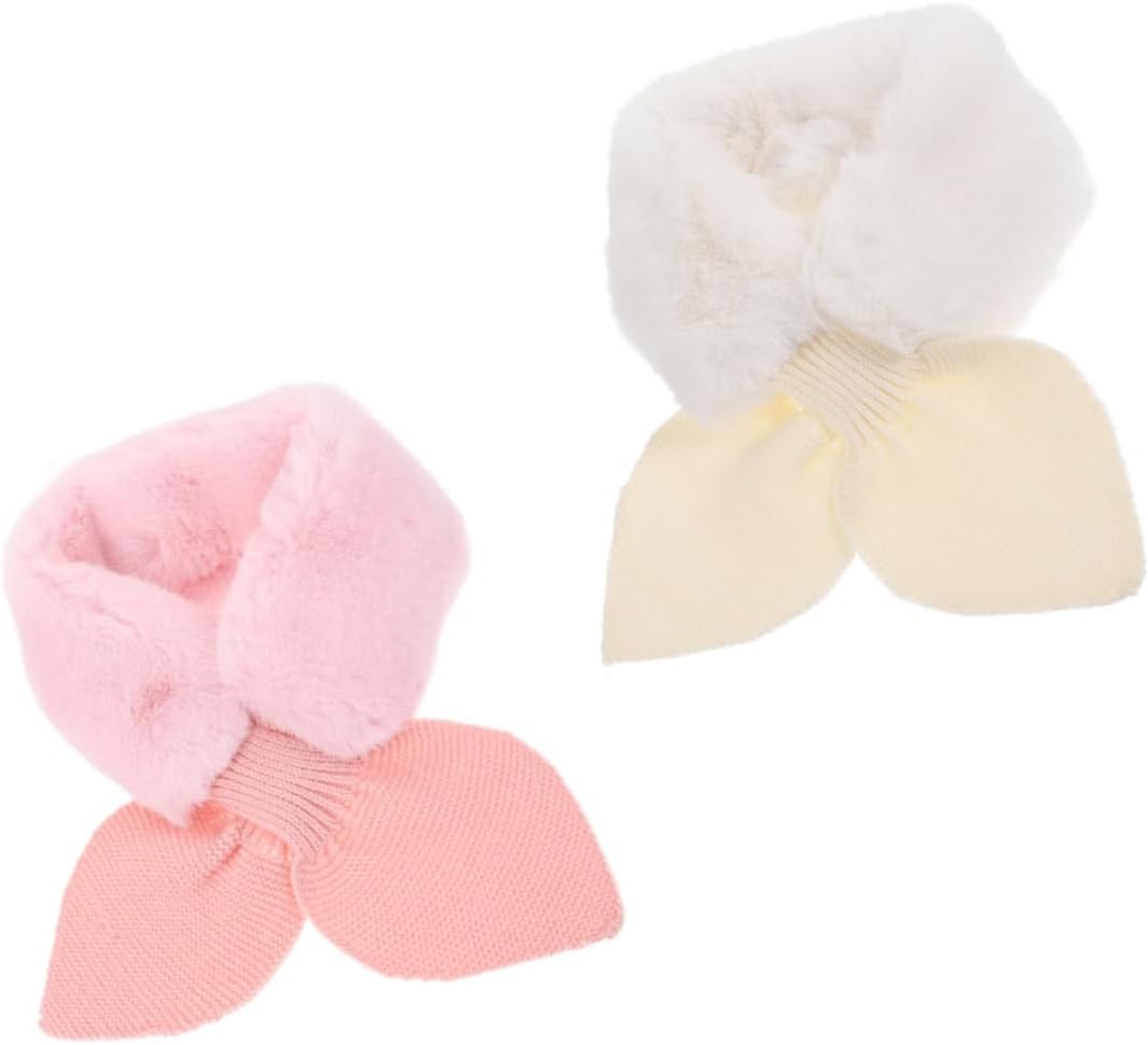 BESTYASH 2pcs Boys and Girls Winter Scarf Plush Fake Fur Fuzzy Scarf Adorable Christmas