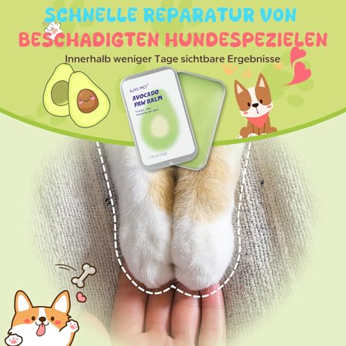 GJYC PET Avocado Tierpfotenpflege Butter 33g für Katzen & Hunde - Natürliche Feuchtigkeitspflege, Tiefe Pflege, Tierpfotenpflege Creme, Anti-Trockenheit, Weicht & Schützt Pfotenplättchen