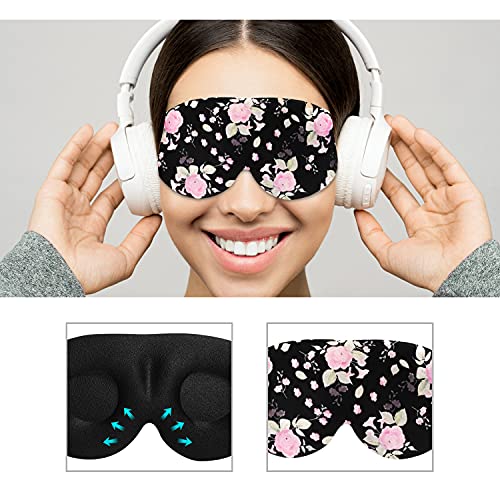 3D Sleep Mask, 100% Blackout 3D Contoured Sleep Eye Mask, Comfortable & Super Soft Sleeping Mask With Adjustable Straps For Women, Men, Sleeping Travel Yoga Naps (Peony Flower - Pack Of 1) #TOP5