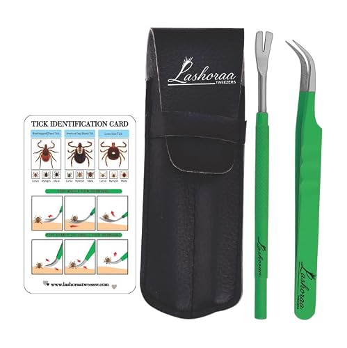 Lashoraa lashes Tick Remover Kit - Stainless Steel Tick Remover + Tweezers