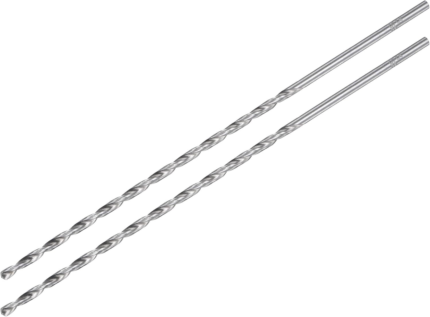 uxcell HSS(High Speed Steel) Straight Shank Jobber Twist Drill Bit 3mm Drill Diameter Extension 160mm Length for Hardened Metal Woodwork Plastic aluminum alloy 2 Pcs