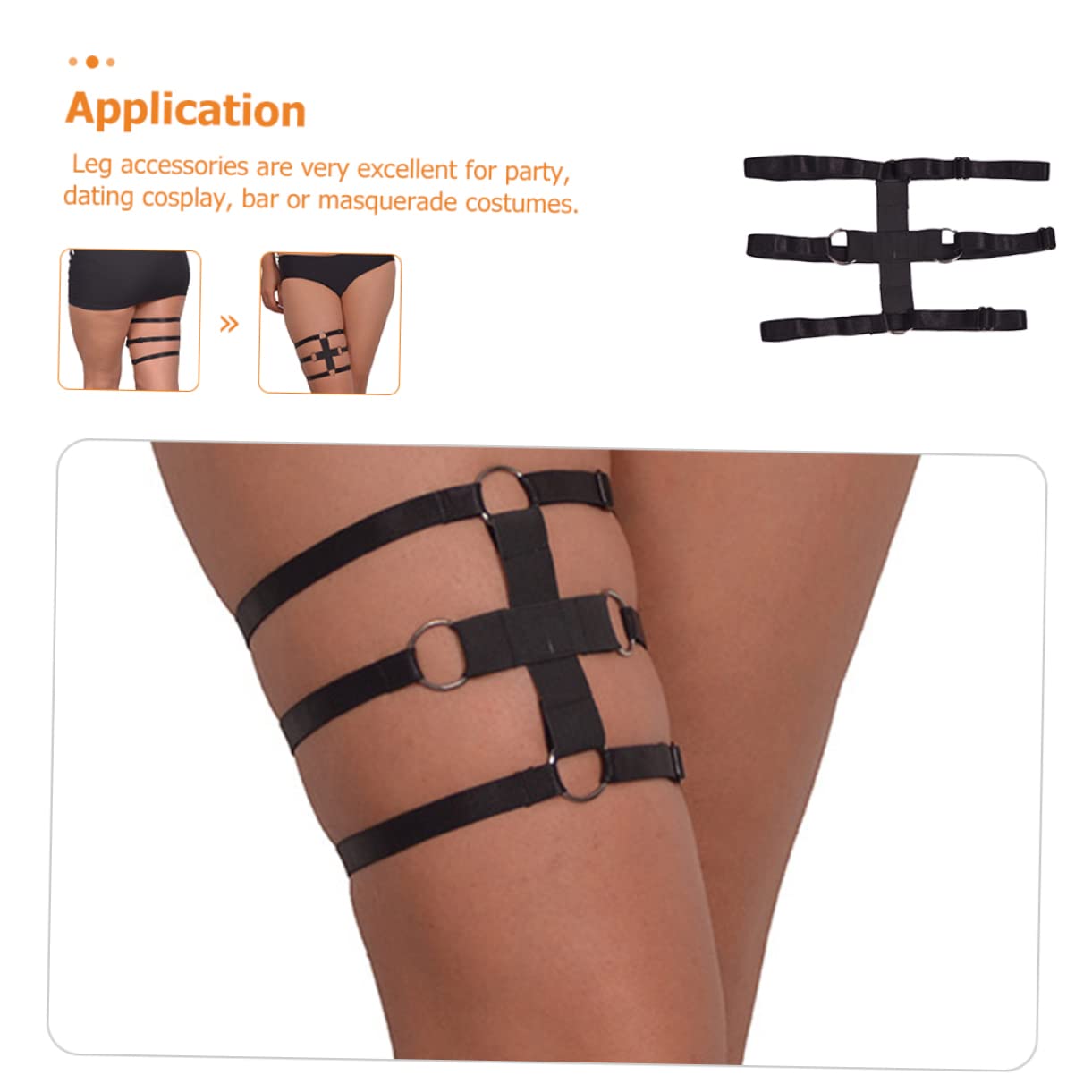 Abaodam 4 Stück Strumpfbandring Strumpfband Oberschenkel Punk-Geschirr Beingurt Modische Strumpfbänder Dessous-käfig Weiblicher Körpergurt Braut Elastisch Polyester Unterwäsche Gürtel