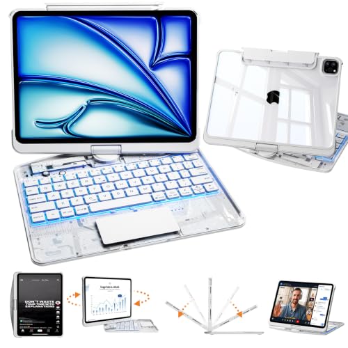 Image of Clear Keyboard Case for iPad Pro 11 Inch with 360 Rotation, White