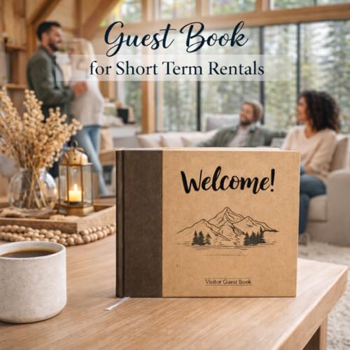 Image of Paper 'n Such Cabin Guest Book for Vacation Homes and Short Term Rentals -Kraft Hardcover - Airbnb Essentials for Hosts- Visitor Sign in Journal Guesthouse Welcome Log
