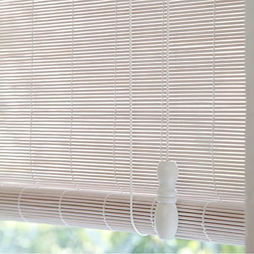 Tende in bambù Bianca Tenda a Rullo in bambù Tapparella Avvolgibile Bamboo,Filtraggio della Luce Schermata Privacy per Soggiorno Camera da Letto Ufficio,Taglia Personalizzabile (70x180cm/28x71in)
