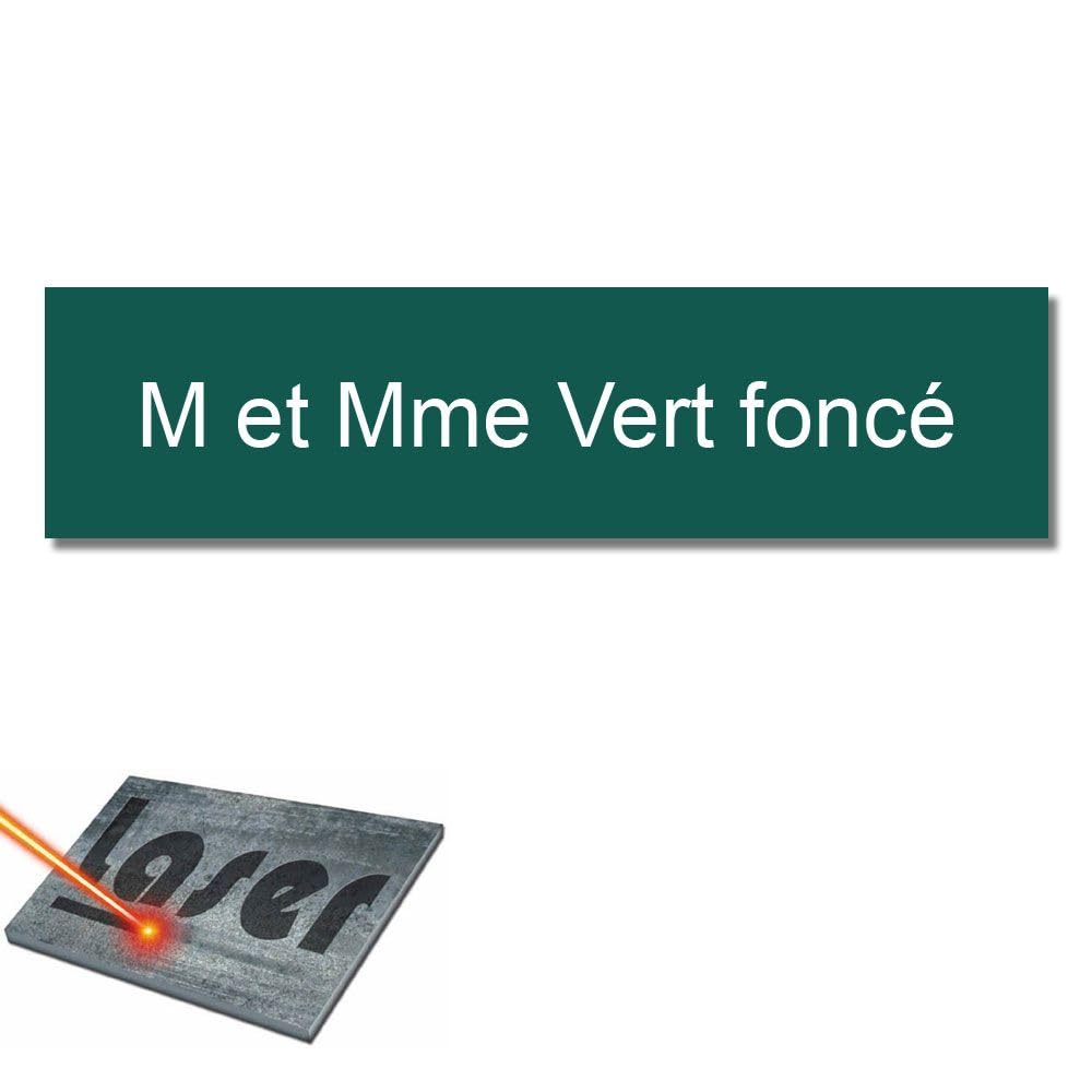 Placa grabada para timbre intercomunicador autoadhesivo, 6 x 1,5 cm, personalizada, 1 a 2 líneas, color verde oscuro