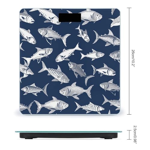 Báscula digital para baño con diseño peces marinos miniatura 2