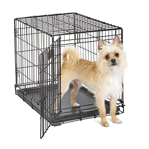 MidWest Homes for Pets Newly Enhanced Single Door iCrate 60.96 cm (24-Inch) Long Dog Crate, Includes Leak-Proof Pan, Floor Protecting Feet, Divider Panel & New Patented Features, Black, Model 1524