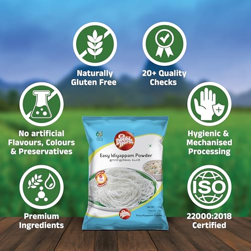 Image of Double Horse Easy Idiyappam Powder 1Kg | Rice Flour | Export Quality |Hot Water Not Required | 6 minutes magic| Noolappam| Nool Puttu | Soft