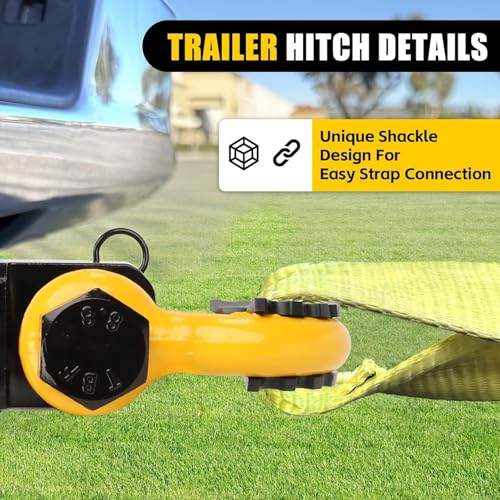 Image of MaxxHaul 51228 15,000 lb Capacity Hitch Mount Trailer Recovery Shackle Tow Hitch with Magnetic 3 /4 inch D-Ring Shackle for 2 inch Receiver with 2 inch Solid Shank for Off-Road Operation