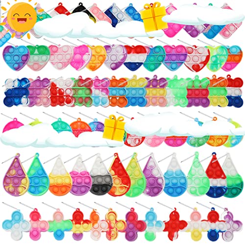 72Pcs Mini Keychain Bubble Toys, Mini Keychain Toy, Anti-Anxiety Office Desk Toys, for Kids Adult Party Gift
