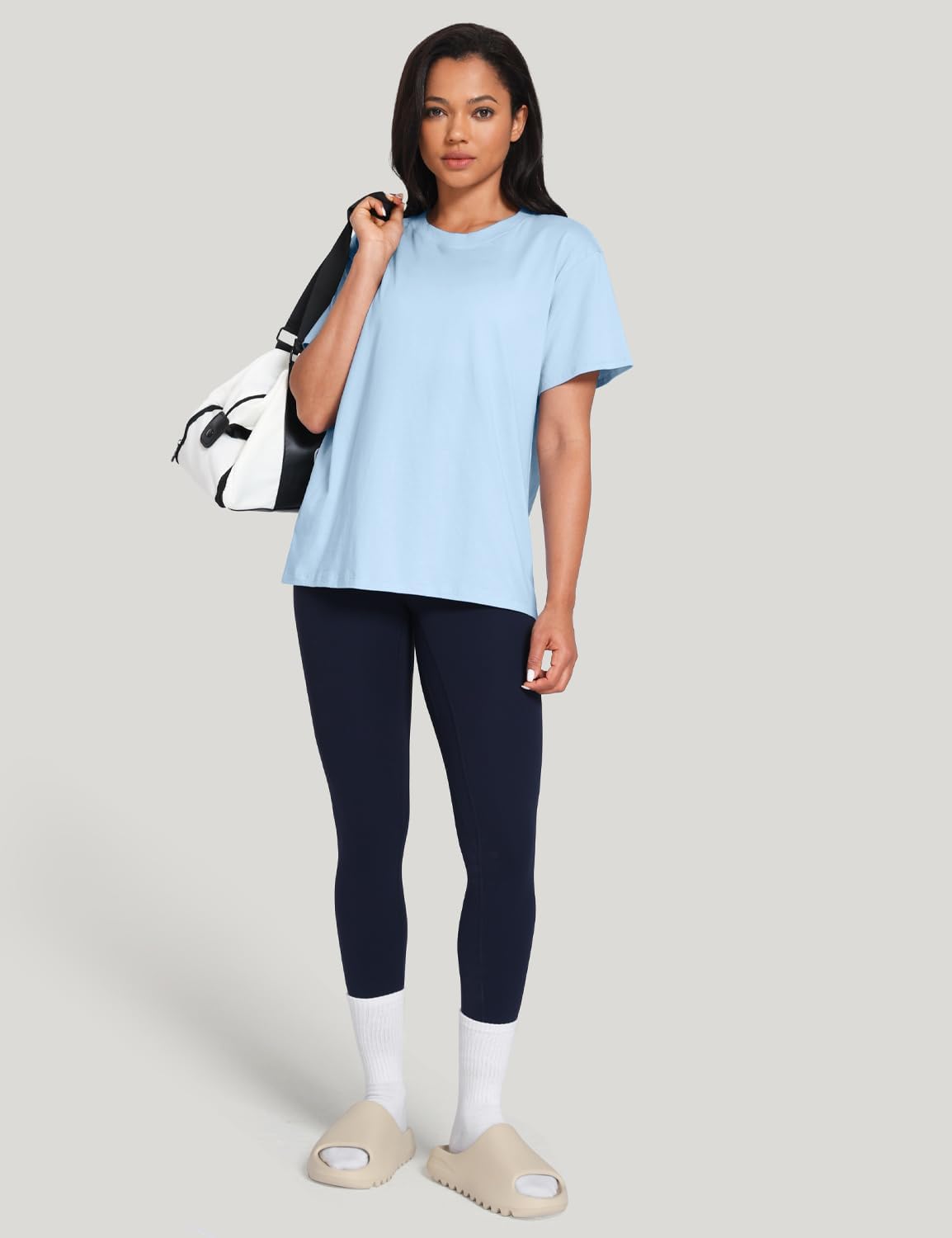 HeyNuts Women's Pima Cotton Short Sleeve Shirts Workout Basic Tee Casual Crew Neck T-Shirts Loose Tops - Image 5