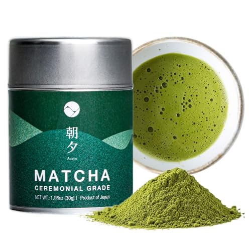 Asayu Japan Polvere di Matcha Cerimoniale Premium - Barattolo da 30g - Tè Verde Giapponese Autentico per Cerimonia del Tè, Antiossidante Naturale, Energizzante