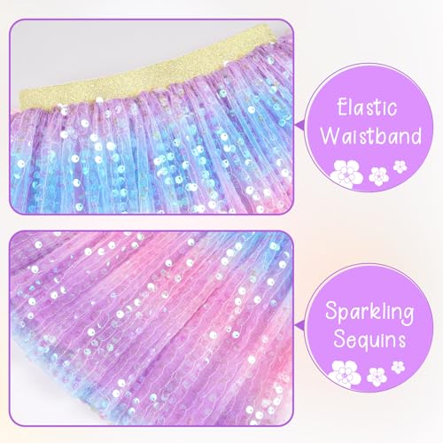 Image of KEREDA Toddler Girls Layered Tutu Skirt Sparkling Sequin Tulle Dance Skirts