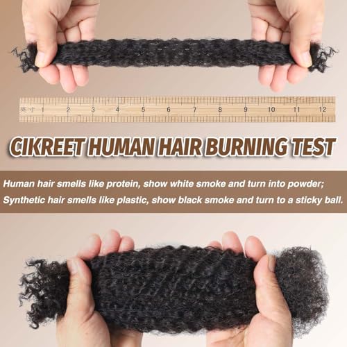 Afro Kinkys Bulk Human Hair Bundles for Micro Twist Braids Mini Locs Repair Dreadlock Extensions Afro Kinky-Curly Human Braiding Hair Bulk for Men Women Kids 12 Inch 2 Bundles 60g 1B Natural Black - Image 6