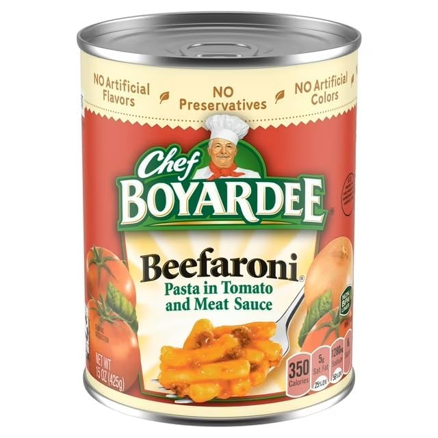Beefaroni Microwaveable Pasta, Canned Food, 15 oz Cans (Pack of 12)