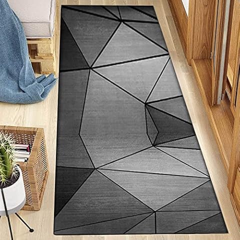 HYEYXKK Geometric Grey Area Rug Hallway Runner, Carpet Runner Rug for Kitchen Hall Stairs Corridor, Width 60cm 70cm 80cm 100cm Extra Long Carpets/Floor Mat (Size : 60x300cm/2ftx9.8ft) Cover