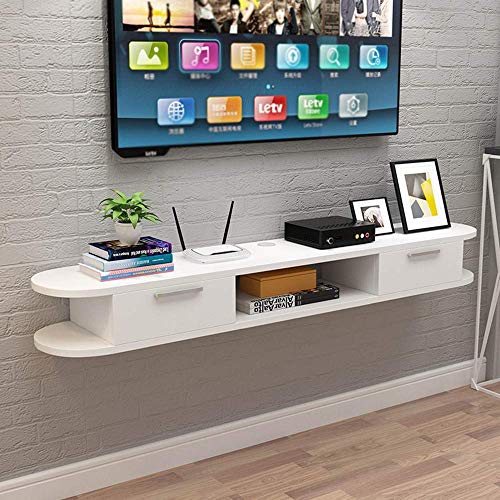 Meuble TV suspendu avec rangement décodeur et cloisons flottantes 160cm