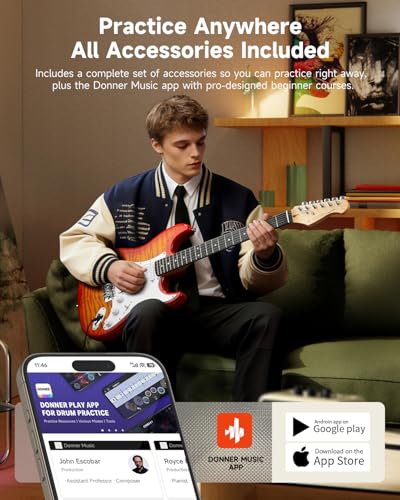 Donner DST-90 39" Beginner Electric Guitar Kit with Amp, Icetea Burst - image 6