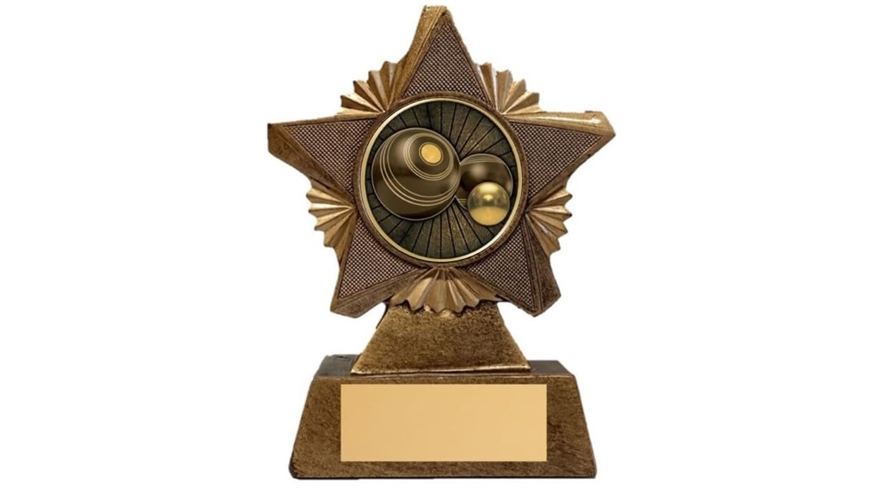 Lawn Bowls Trophy Award Premier Star Antique Gold 150mm Heavy Resin Free Engraving -troshow2-AA