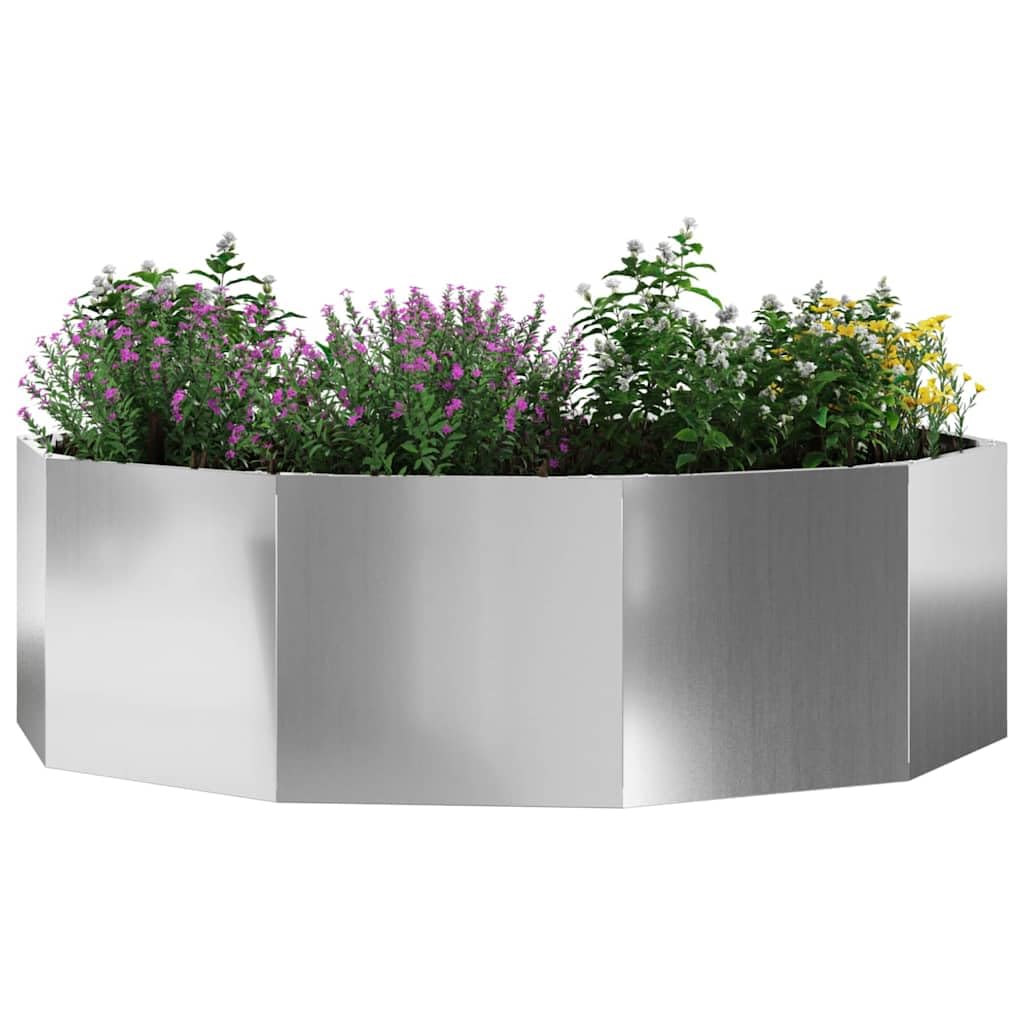 Pflanzkübel Silber 120x120x35 cm verzinkter Stahl rund Modernes Design Robuste Balkon-Garten Blumentopf für Terrasse Innen Außen