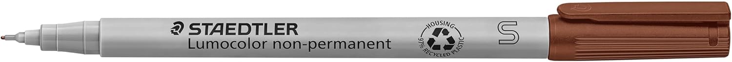 STAEDTLER 311-7 Lumocolor Universal Non Permanent Superfine Pens - Brown, Pack of 10